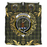 Davidson of Tulloch Dress 02 Tartan Crest Bedding Set - Golden Thistle Style